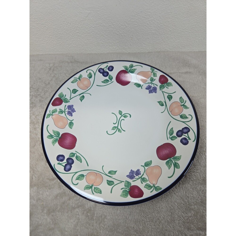 (3) Princess House Orchard Medley Dinner Plates 10.5" Vintage Set Of 3
